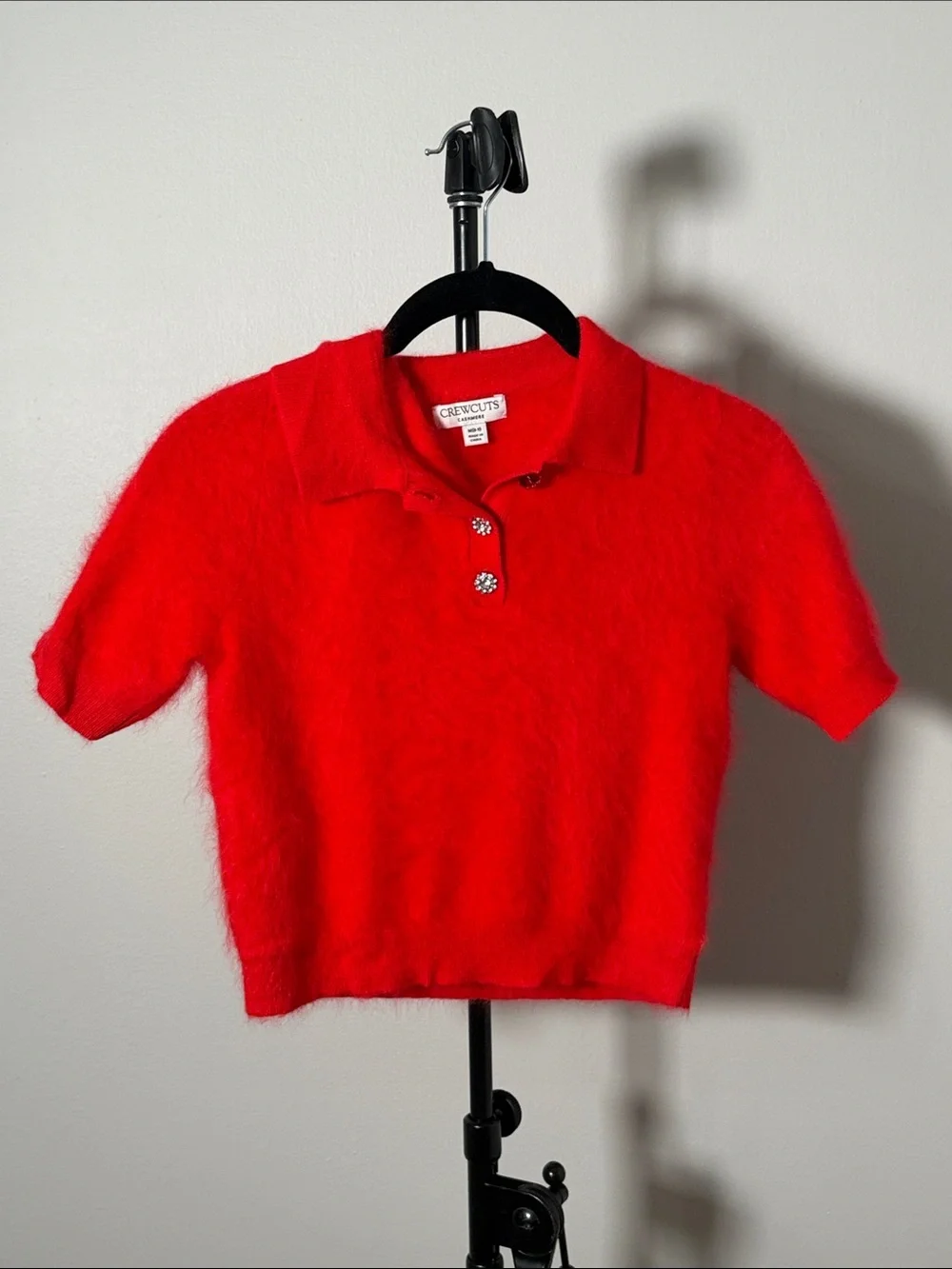 NWOT Jcrew Girls' brushed cashmere polo with jewel buttons